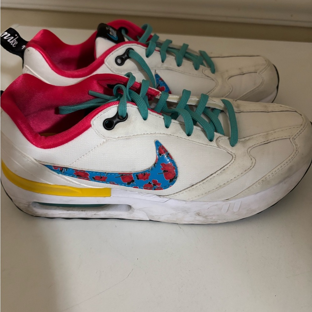 Nike Kids Shoes - White with Blue and Yellow Accents